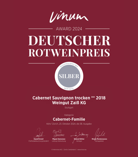 Vinum Award 2024 | Deutscher Rotweinpreis | Silber mit 89 Punkten