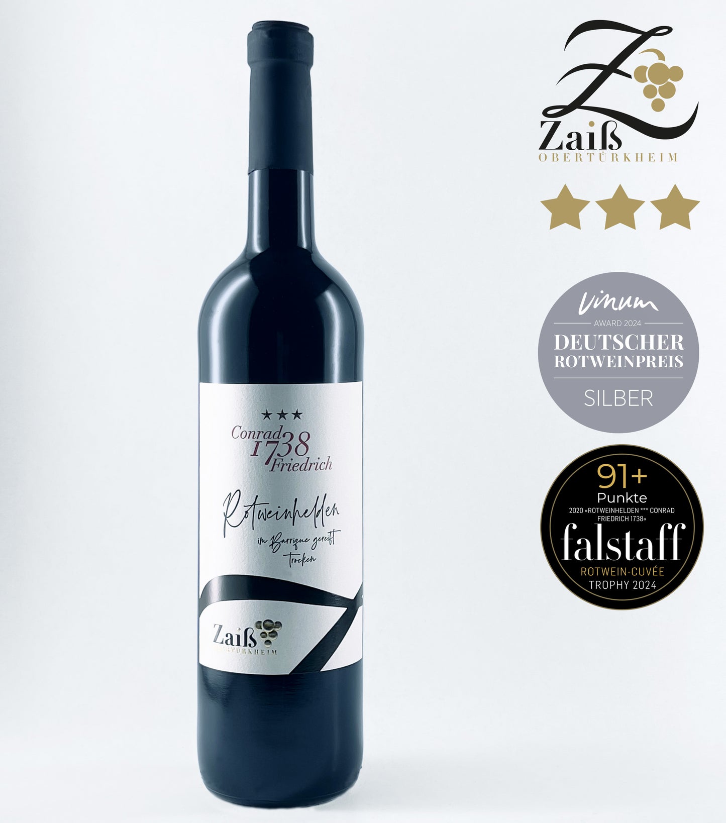 "Conrad Friedrich 1738" Rotweinhelden *** QbA trocken Cuvée -Barrique- | Weingut Zaiß | Stuttgart-Obertürkheim