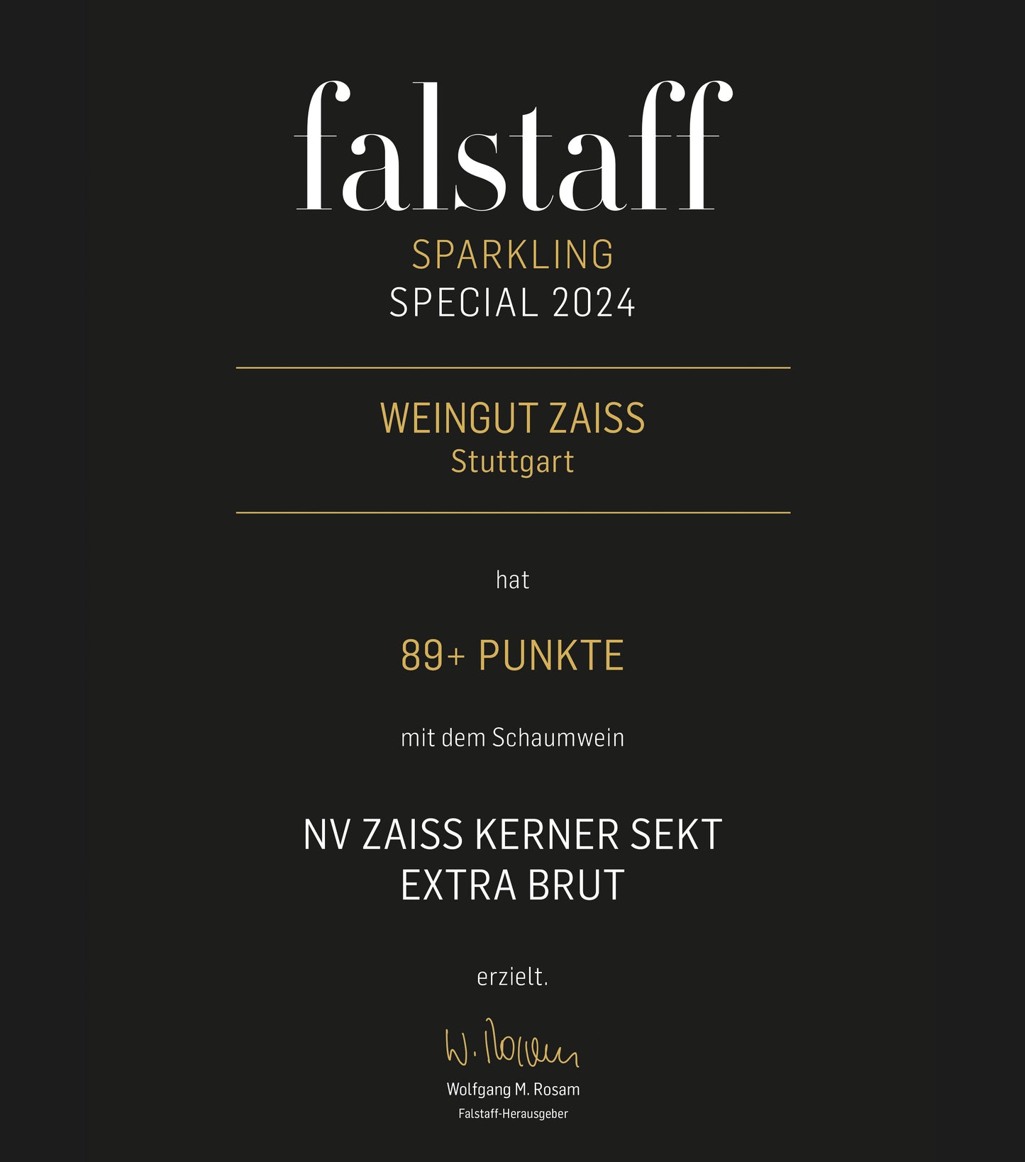 Urkunde falstaff Sparkling Special 2024 | Kerner Sekt - extra brut - | Weingut Zaiß