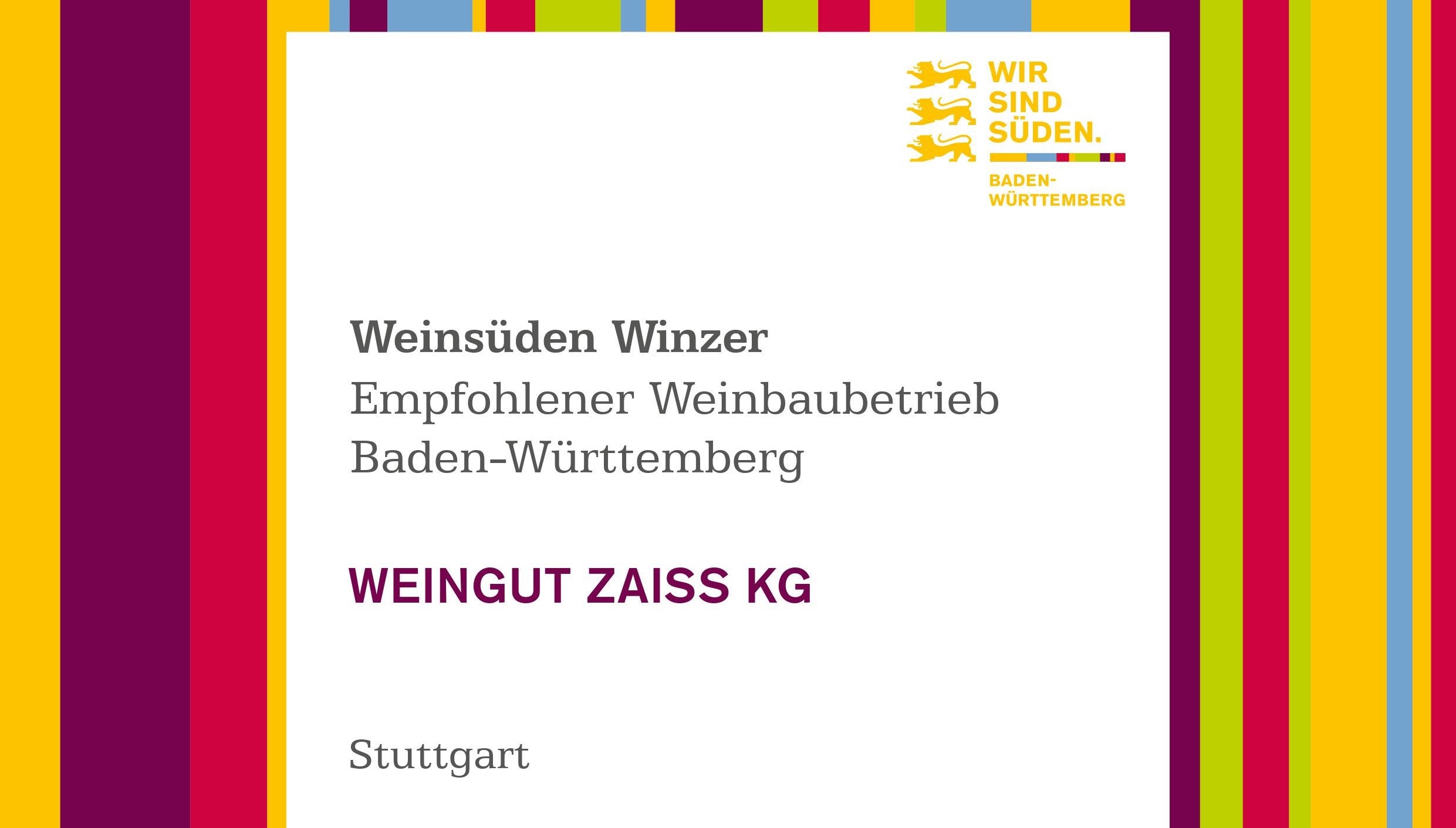 Urkunde Weinsüden Winzer | Weingut Zaiß | Stuttgart-Obertürkheim