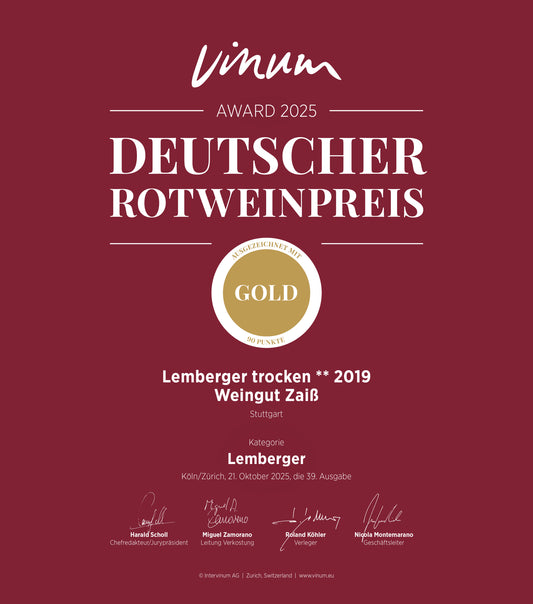 Auszeichnung Vinum Award 2025 | Deutscher Rotweinpreis