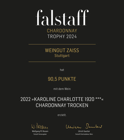 faslstaff Urkunde Karoline Charlotte Chardonnay trocken | Weingut Zaiß | Stuttgart-Obertürkheim