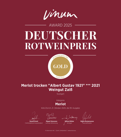 "Albert Gustav 1921" Merlot *** QbA trocken -Barrique- 2021