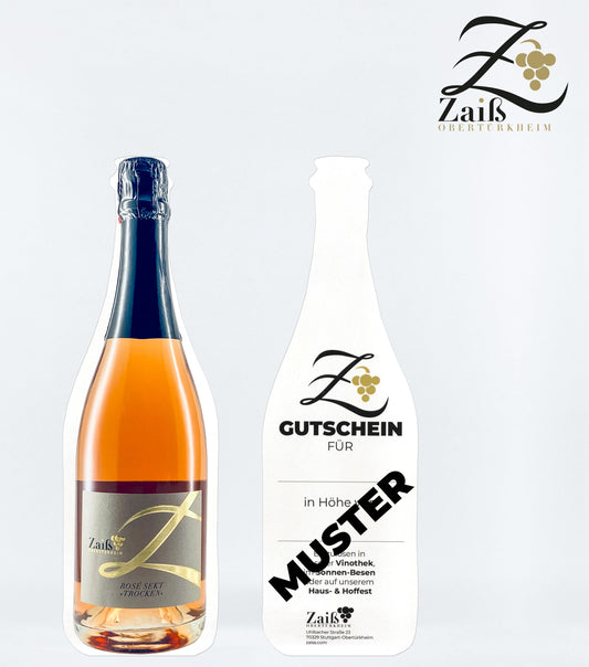 Gutschein für Vinothek, Sonnen-Besen oder Haus- & Hoffest. Motiv Sektflasche