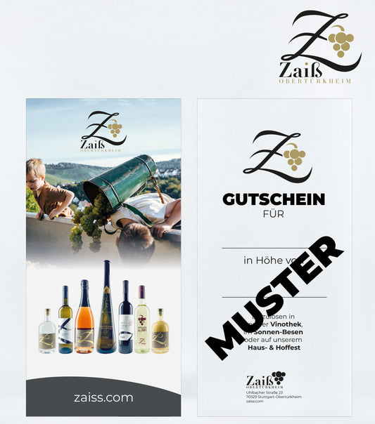 Gutschein für Vinothek, Sonnen-Besen oder Haus- & Hoffest. Motiv Weinlese